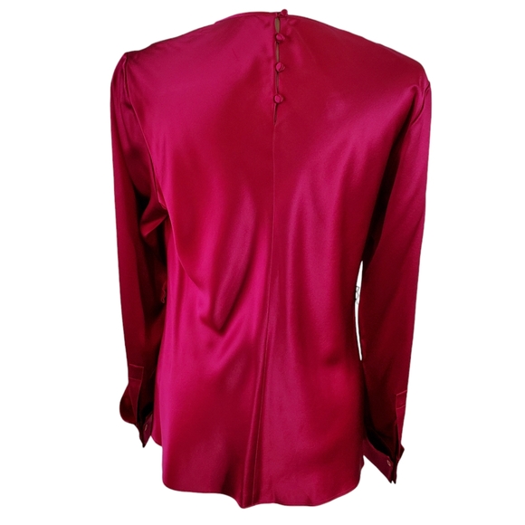 Lafayette 148 Silk‎ Blouse Womens Size 8 Raspberry Holidays Work Christmas M - Picture 2 of 13